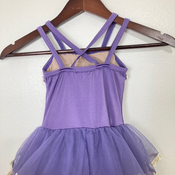 Weissman Purple Cream Lace Costume Dress Small Girls Figure Skating Dance Lace - Picture 9 of 16